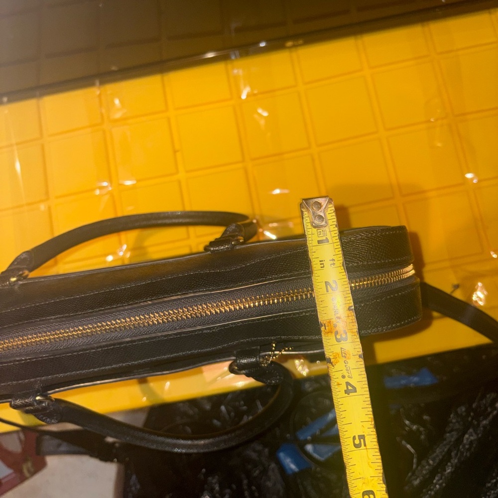Coach Black Leather Laptop bag with Gold Accents - Picture 3 of 5